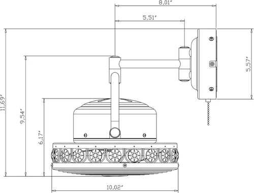 Miniatura 6 de Parrot Uncle Ventilador de pared de 10 pulgadas, ventilador de pared con brazo oscilante y plegable, diseño silencioso que ahorra espacio, dirección