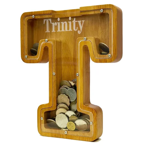 Miniatura 56 de Alcancia personalizada grande de madera con letras, alcancía para monedas, alcancía personalizada con nombre, puede ser utilizada como regalo de J