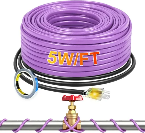 Cinta térmica de 2 pies para tuberías de agua Cable de calefacción de techo y canaletas con enchufe iluminado de 6 pies