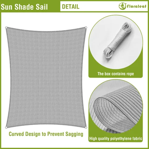 Miniatura 3 de Toldo parasol rectangular de 12 x 24 pies para patio, patio trasero, tela permeable para césped, jardín, actividades al aire libre, color gris claro