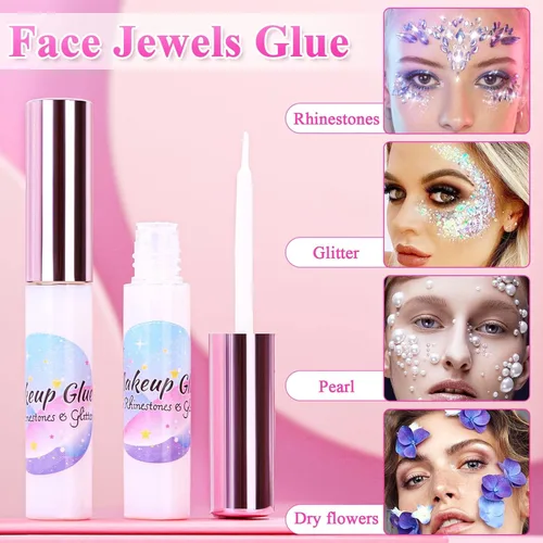Miniatura 2 de shynek - Pegamento de maquillaje facial para diamantes de imitación, pegamento cosmético con purpurina facial de larga duración, impermeable, 1