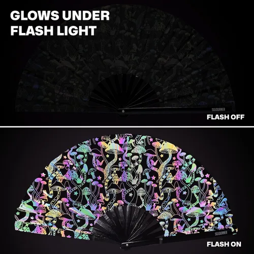 Miniatura 135 de SoJourner Bags Rave Fan – Ventilador plegable grande – Ventilador de mano Clack para raves, Halloween, Burlesque, trajes de arcoíris para mujeres