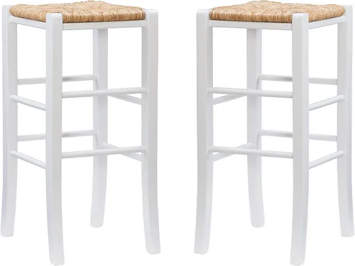 Miniatura 20 de Linon Asiento de hierba marina tejida natural, juego de 2 taburetes Augustus sin espalda, altura de barra