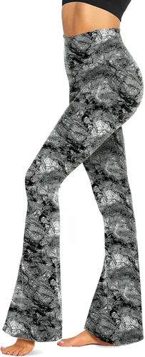 Miniatura 93 de TNNZEET Leggings acampanados negros para mujer, pantalones de yoga cruzados con bolsillos, corte de bota, leggings acampanados