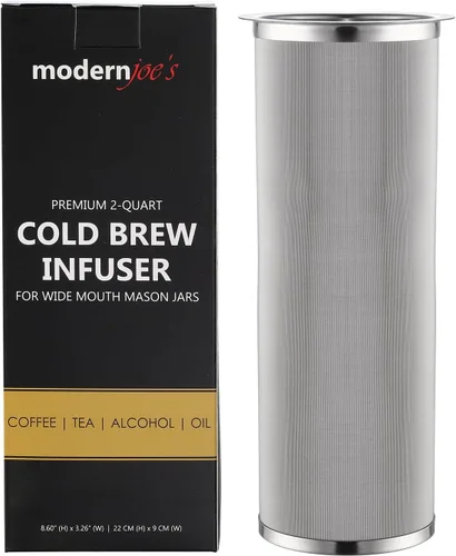 Miniatura 12 de MODERNJOE'S Filtro de café frío prémium para tarros Mason de boca ancha de 1 cuarto de galón. Cafetera de café frío. Perfecto para café helado y té.