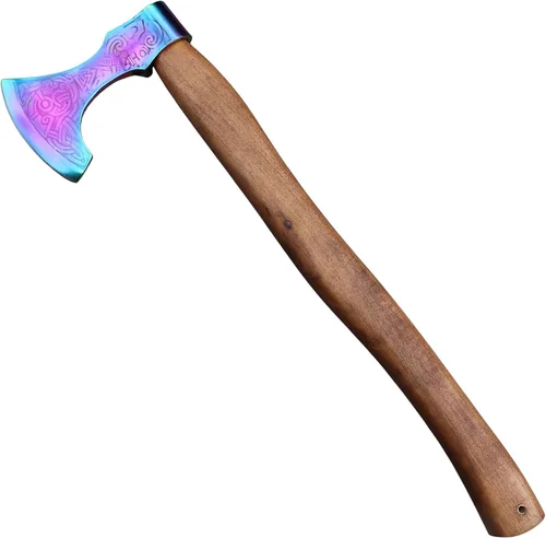 Miniatura 9 de Armory Replicas™ Dragon Slayer - Hacha de batalla vikinga – Hacha de decapitación de acero al carbono de 23 pulgadas con diseño de nudo, opciones