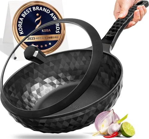 Miniatura 8 de Diamond X Premium Sartén Wok Antiadherente - Wok Chino Grande de Fondo Plano de 11" - Woks y Sartenes para Saltear Antiadherentes - Sartén