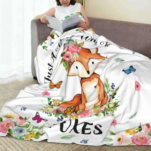 Miniatura 3 de Manta de franela con diseño de zorro con texto en inglés «Just A Girl Who Loves Fox», para cama, ropa de cama o sofá, regalos para niños, niñas