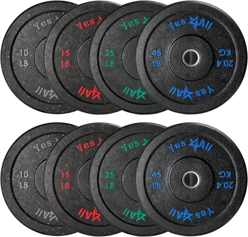 Miniatura 14 de Yes4All Placa de parachoques de 2 pulgadas, placa olímpica de goma con cubo de acero para levantamiento de pesas, entrenamiento de fuerza