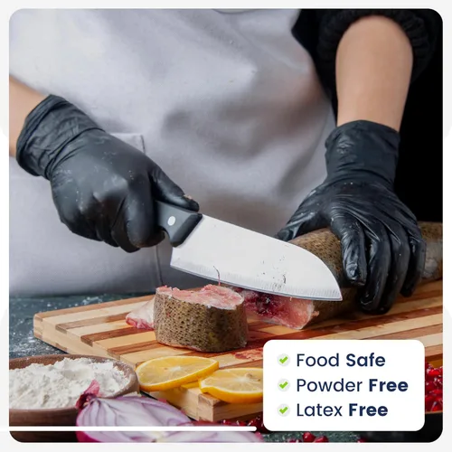 Miniatura 4 de CLEAN SPACE PROJECT CSP Black Nitrile Food Safe Gloves - Heavy Duty 5.5 Mil, Disposable cleaning Nitrile gloves - Latex Free Powder Free