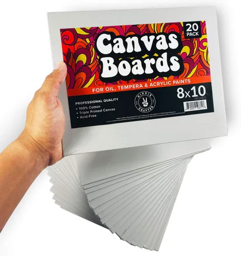 Miniatura 6 de HIPPIE CRAFTER Paquete de 20 lienzos de pintura para pintura, paneles de lienzo de arte en blanco de 8 x 10 pulgadas, tableros de lienzo planos