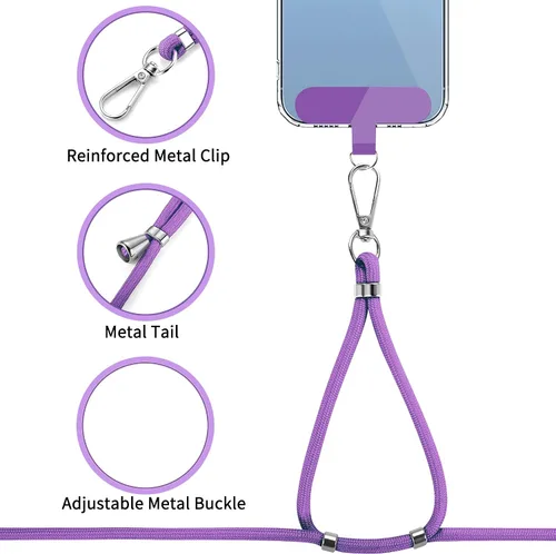 Miniatura 4 de CACOE Cordón para teléfono, 2 unidades, 1 correa ajustable para el cuello, 1 correa de muñeca, 2 almohadillas, cordones universales multifuncionales