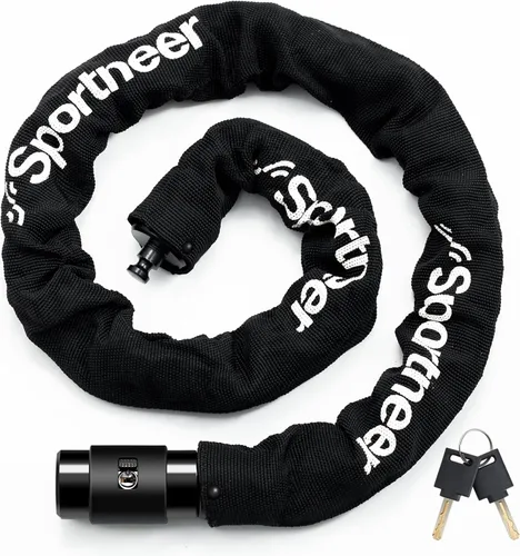 Sportneer Candado para bicicleta: Candado de cadena de bicicleta de alta seguridad de 8mm de grosor con 2 llaves - 0.97/1.2 metros de largo, candado