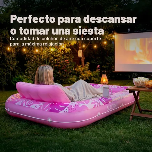 Miniatura 7 de SLOOSH Flotador inflable para tumbona de piscina, 70 x 46 pulgadas, flotadores de piscina para adultos con almohada, flotador 4 en 1 para balsa