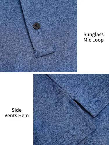Miniatura 5 de Polo de golf para hombre, camisas tácticas de manga larga, de secado rápido, camiseta con cuello de senderismo