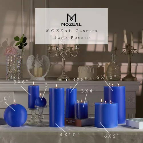 Miniatura 3 de MOZEAL Velas grandes sin perfume vertidas a mano de 3 x 8 pulgadas, sin humo, juego de 2, combustión lenta, sin goteo, aproximadamente 150 horas