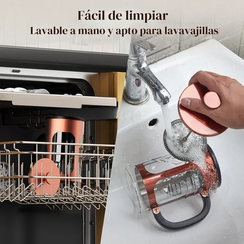 Miniatura 7 de Veken Cafetera de prensa francesa de 34 onzas, 1 L, café sin contacto de plástico, vidrio de borosilicato espesado resistente al calor, cafetera