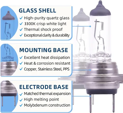 Miniatura 2 de Sinoaprcel H7 - Bombilla halógena para faros delanteros altos o bajos, repuesto de 3200 K para bombilla estándar de 55 W, paquete de 2