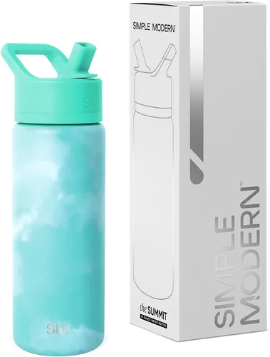 Miniatura 57 de Simple Modern botella de agua reutilizable con tapa con pajilla, de acero inoxidable con aislamiento al vacío, para gimnasio, viajes y deportes