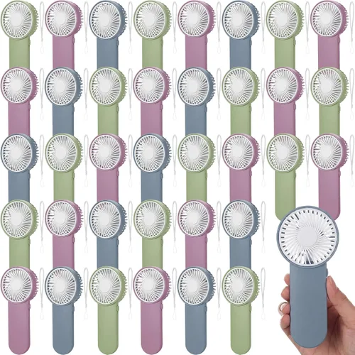Miniatura 36 de Sumind 6 unidades de pequeño ventilador portátil personal pequeño a granel de 1 velocidad eléctrico lindo alimentado por batería para el cuello
