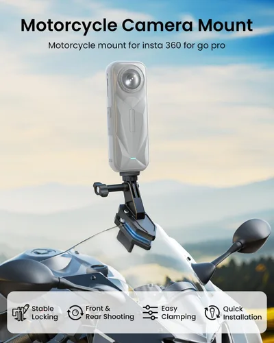 Miniatura 2 de Soporte de cámara con clip para parabrisas de motocicleta para Insta360 X5/X4/X3 para GoPro para DJI Osmo Action Soporte de motocicleta