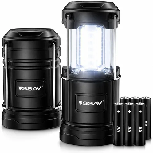 Miniatura 12 de SSAV Paquete de 2 linternas LED para campamento, linternas LED, kits de supervivencia adecuados para huracanes, luz de emergencia para tormentas