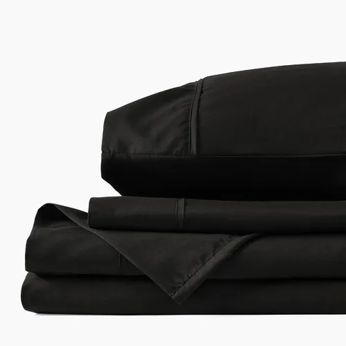 Miniatura 2 de PeachSkinSheets Juego de sábanas negro medianoche - Nivel de suavidad de 1500tc - Sábanas refrescantes extra suaves para personas que duermen