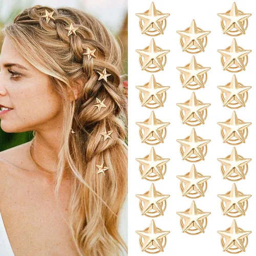 20 pinzas para el cabello de estrella, pinzas de pelo en espiral de estrella dorada, horquillas de novia, pinzas trenzadas vintage para boda,
