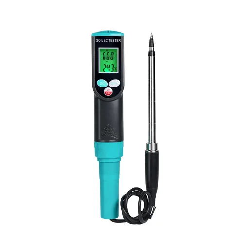 Medidor digital EC de suelo 2 en 1 plantas porfesionales medidor de temperatura EC con sensor con cable, pantalla LCD retroiluminada, compensación