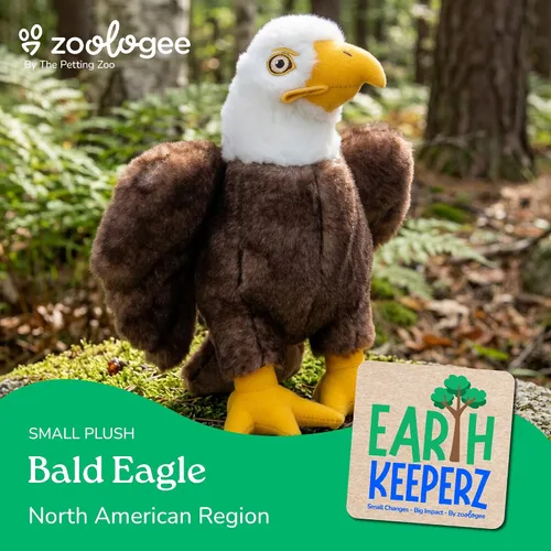 Miniatura 3 de The Petting Zoo Peluche de águila calva, regalos para niños, animales de vida silvestre Earth Keeperz, juguete de peluche de águila calva marrón