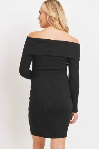 Miniatura 5 de LaClef Vestido de maternidad de punto con hombros descubiertos para mujer