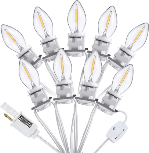 Miniatura 8 de Meonum Cable de accesorios con 12 bombillas LED, cable de luz C7 de aldea navideña con dos fusibles de repuesto, tira de luces de molde de soplado