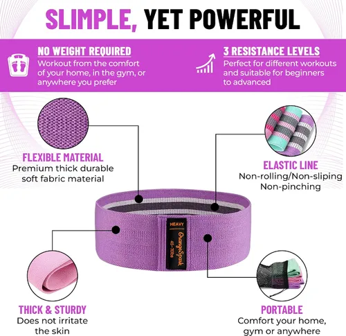 Miniatura 7 de Bandas de resistencia: bandas de entrenamiento de primera calidad para mujeres y hombres, juego de 3 bandas elásticas para glúteos, piernas, pilates