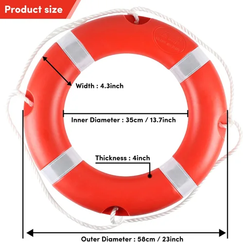 Miniatura 3 de Life Ring for Boating Safety - 23" and 28" Boat Safety Throw Rings with Reflective Strip and Grab Lines