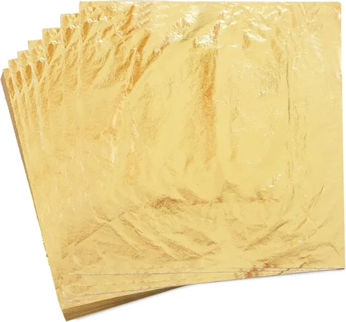 YongBo Hojas de hojas doradas, 200 piezas de papel de aluminio dorado de 5.5 pulgadas para manualidades, pintura, dorado, slime, diseño de uñas,