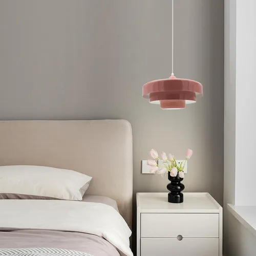 Miniatura 8 de Lámpara Colgante Rosa de Mediados de Siglo, Lámpara Colgante Nórdica, Accesorio de Iluminación Colgante, Luz de Techo Colgante con Diseño