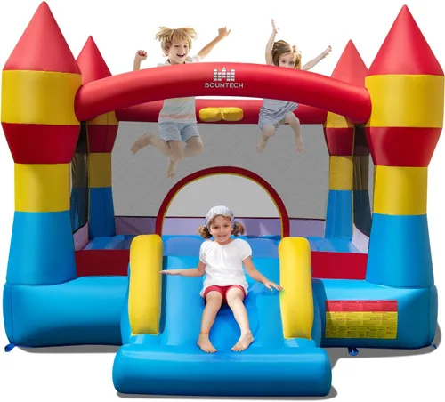 Miniatura 8 de BOUNTECH Casa inflable de rebote de 12 x 9 pies, gran castillo animoso para diversión de fiesta infantil, gran área de salto, tobogán, fácil
