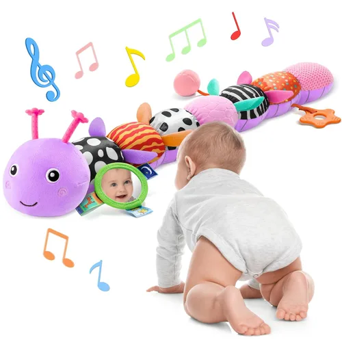 Miniatura 12 de AWOTOY Juguetes para Bebés de 6-12 Meses Oruga Musical Juguetes para Infantes Animales de Peluche 0-3-6 Meses Dentición Tiempo Boca Abajo Juguetes