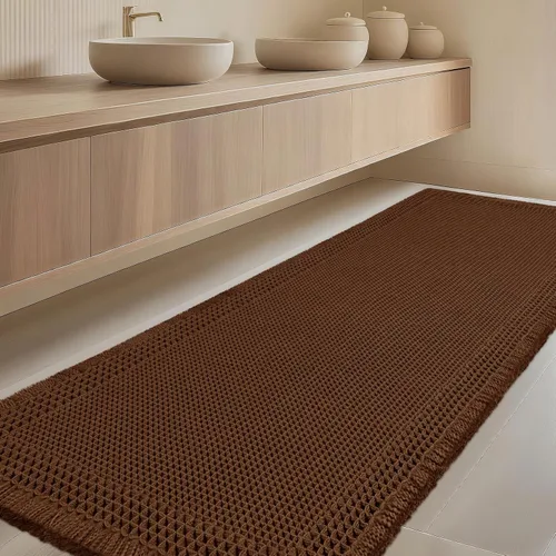 Miniatura 43 de Tapete de baño con diseño de gofre, moderno, bohemio, absorbente, antideslizante, ultrasuave, lavable a máquina, con letra de baño, dormitorio