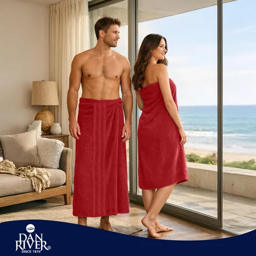 Miniatura 2 de DAN RIVER Paquete de 2 sábanas de baño de lujo 35x70, 600 GSM, toallas de 100% algodón hilado en anillo suaves y de secado rápido ideales para Rojo