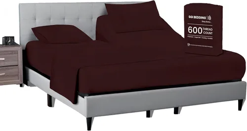 Miniatura 16 de SGI bedding Juego de sábanas King de 36 pulgadas, 100 % algodón egipcio, sábanas ajustables de 600 hilos, juego de sábanas ajustables de 4 piezas