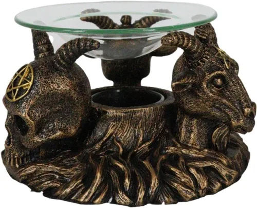 Miniatura 3 de Ebros Gift Paranormal Pagano Oculto Wicca Baphomet Sabbatic Cabras y Cráneo Demonio Imp Vela Quemador de Aceite Calor Calentador de Tarta Aroma
