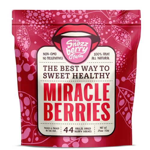 Miracle Berries de Snozzberry Farm | 44 mitades de bayas | Liofilizadas, cultivadas en los Estados Unidos | Se vuelven agridulces | Mejor valor en