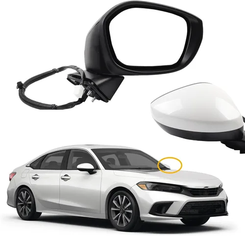 Miniatura 9 de Dasbecan Espejo lateral derecho del pasajero compatible con Honda Civic 2022-2025 con vidrio eléctrico, plegable manual, combina con cristal negro