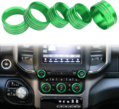 Miniatura 10 de Accesorios para Dodge Ram 2019 2020 2021 Cubierta de perilla de control interior AC/volumen/modo/AUTO/interruptor de navegación decoración botón