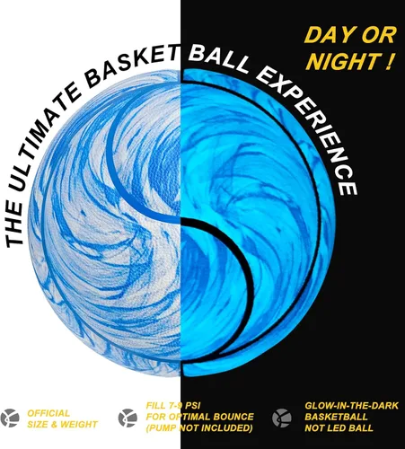 Miniatura 3 de Kuangmi Balón de baloncesto que brilla en la oscuridad, bola de cuero compuesto luminosa que brilla intensamente, regalos para hombres, mujeres