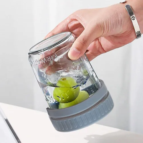 Miniatura 5 de Recipientes de avena con tapas y cuchara, juego de 2 frascos herméticos de 12 onzas con marcas de medición, vasos reutilizables para yogur de Blanco