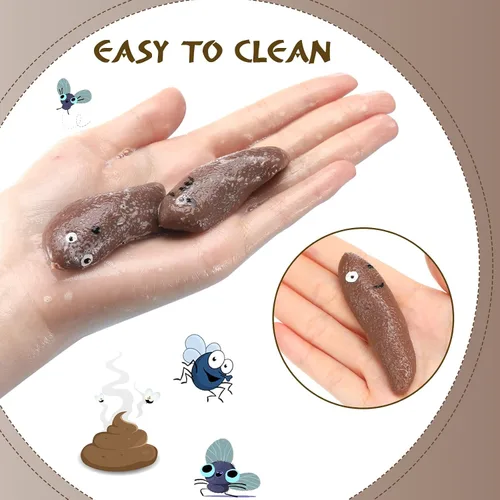 Miniatura 2 de Jerify 24 piezas divertidas y elásticas de hachinas para caca con dedo, adorno de goma, para broma, juguetes falsos para juegos voladores, recuerdos
