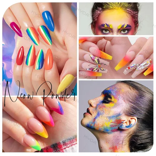 Miniatura 4 de Ownest 12 cajas de polvo de pigmento para uñas, pigmentos de uñas de color fluorescente coloridos, polvo, brillantina, degradado, iridiscente
