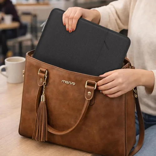 Miniatura 6 de MOSISO Funda vertical de poliéster con bolsillo para laptop de 11.6 a 12.3 pulgadas, para computadora MacBook Air 11.6, Acer, HP, Dell, Lenovo, Negro